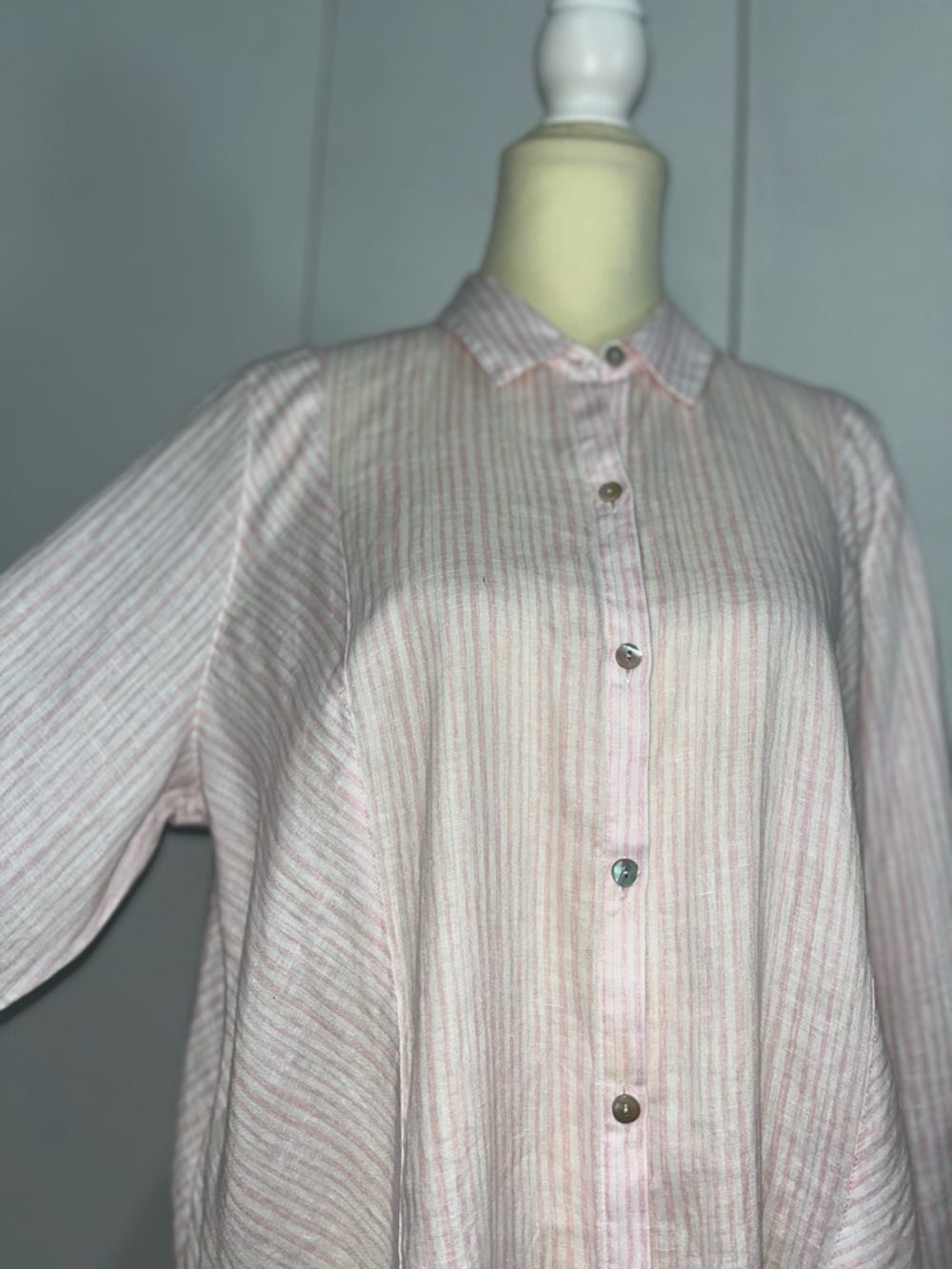 J. Jill Love Linen Striped Button Down Tunic Blouse